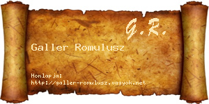 Galler Romulusz névjegykártya